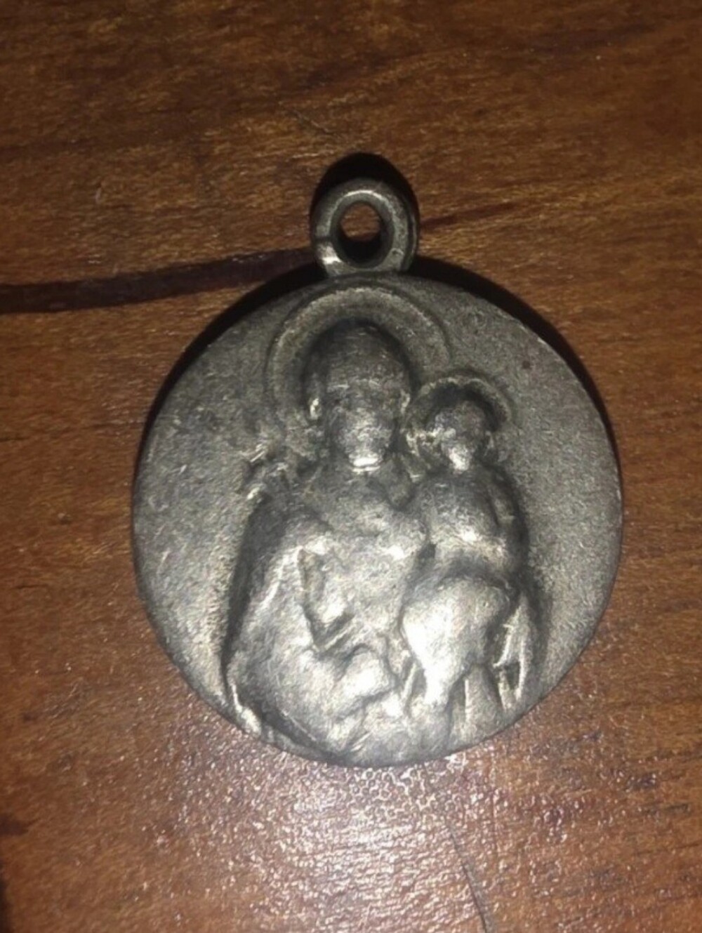 Vintage Double Sided Religious Medal St. Joseph Holding Jesus Sterling? Plated?